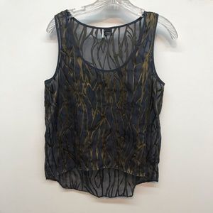 Mesh burnout pattern sleeveless blouse